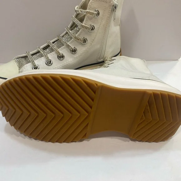 Steve Madden Womens Berker White Rhinestone Platform High Top Sneakers Size 9M - Picture 7 of 8